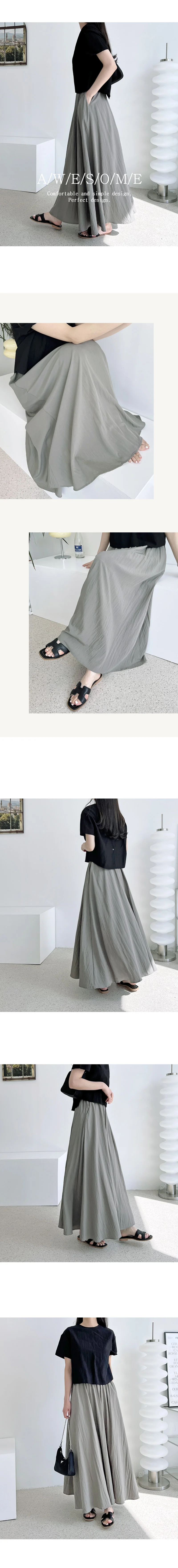 KYI 80916 주름플레어 맥시롱스커트 상세2