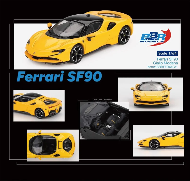 페라리 SF90 Giallo Modena 1대64 다이캐스트 피규어 모형 프라모델 상세4