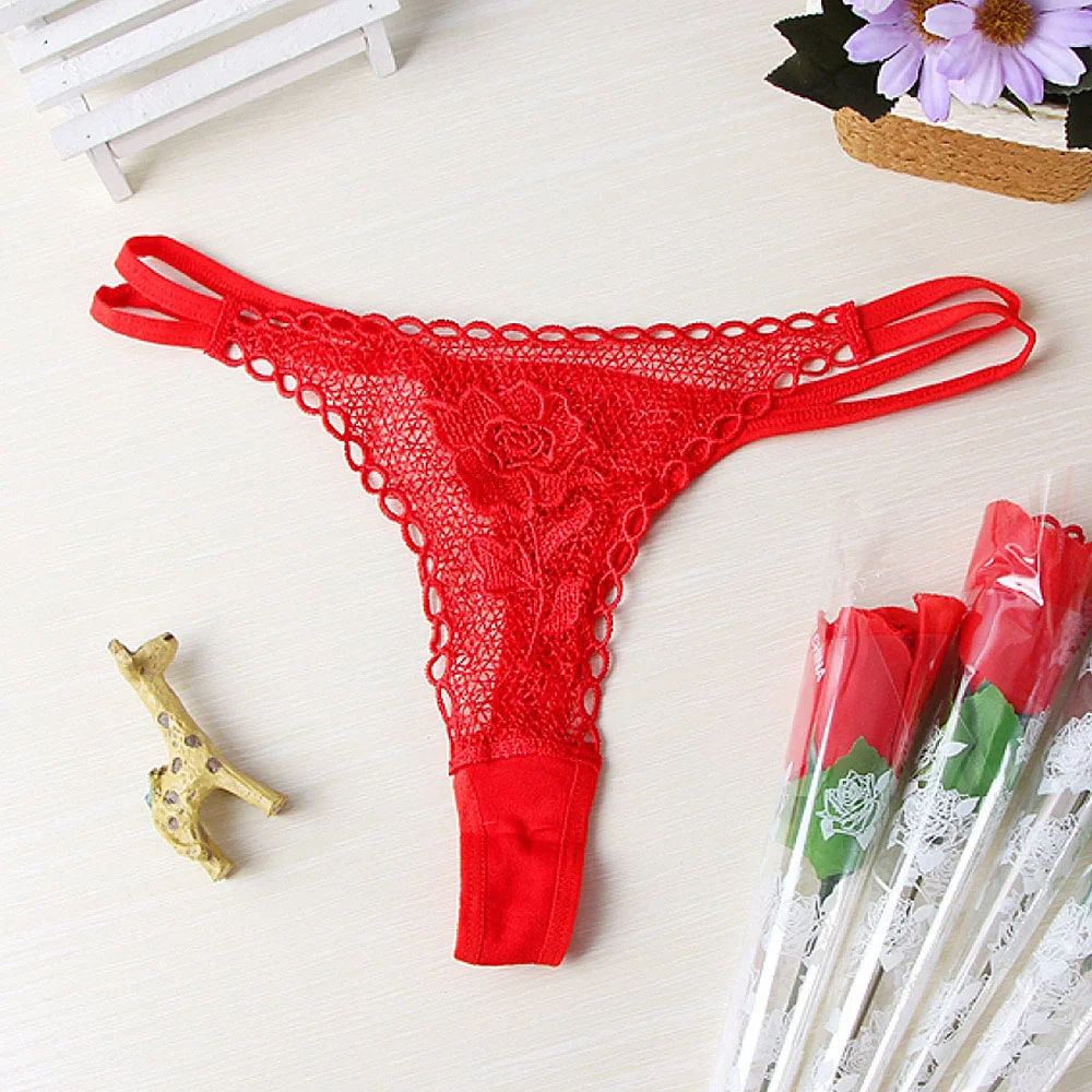 한송이 장미 레이스 T팬티 여성 섹시 티팬티
