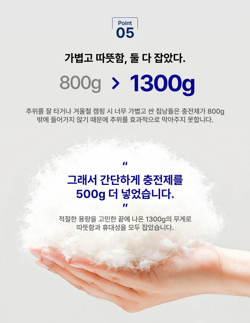 사계절 차박 후드침낭 1300g 아웃도어침낭 등산침낭 상세이미지
