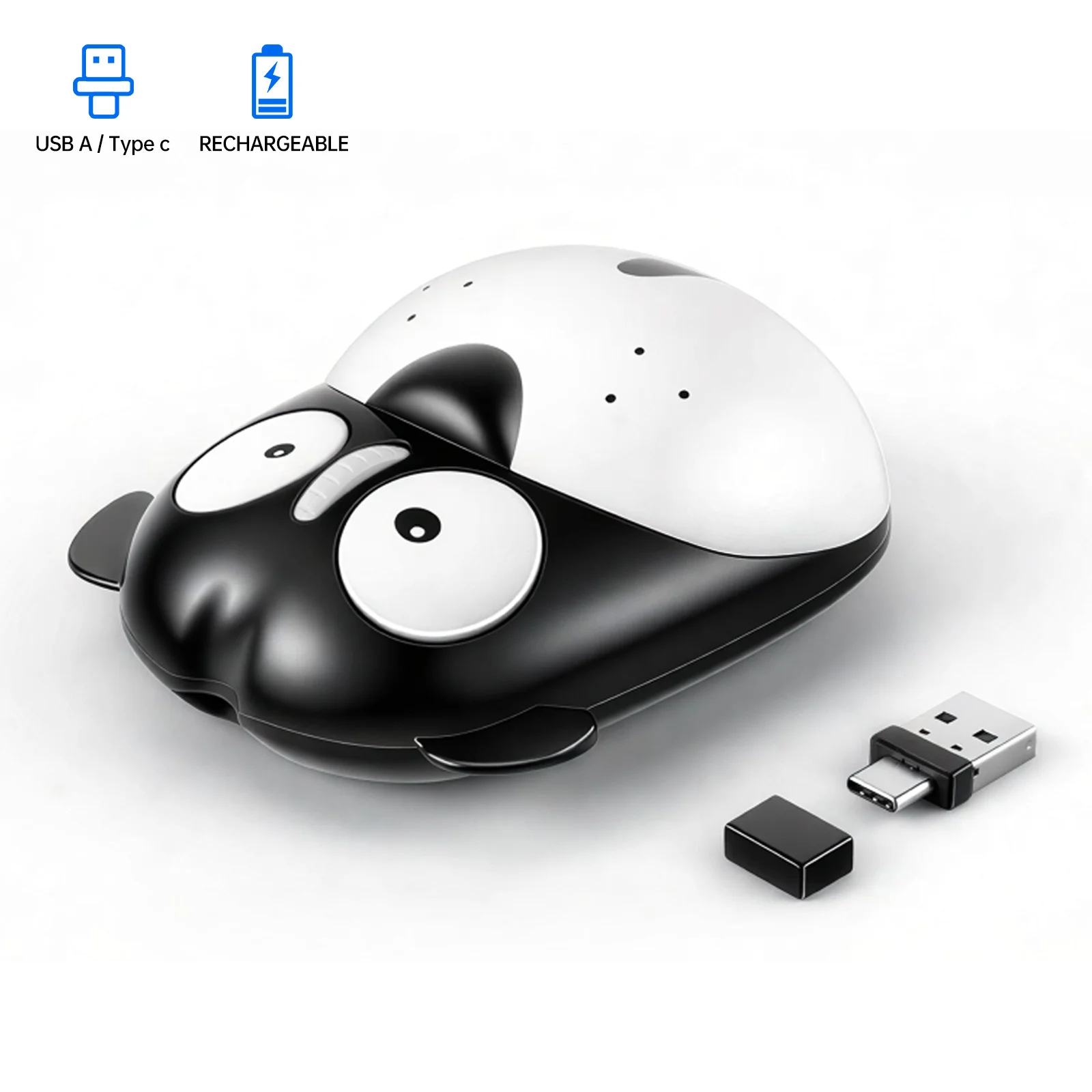 캐릭터무선마우스 크로스보더 인기 캐릭터 무선 충전 마우스 Usb-AUsb-C 호환 태블릿 상세1