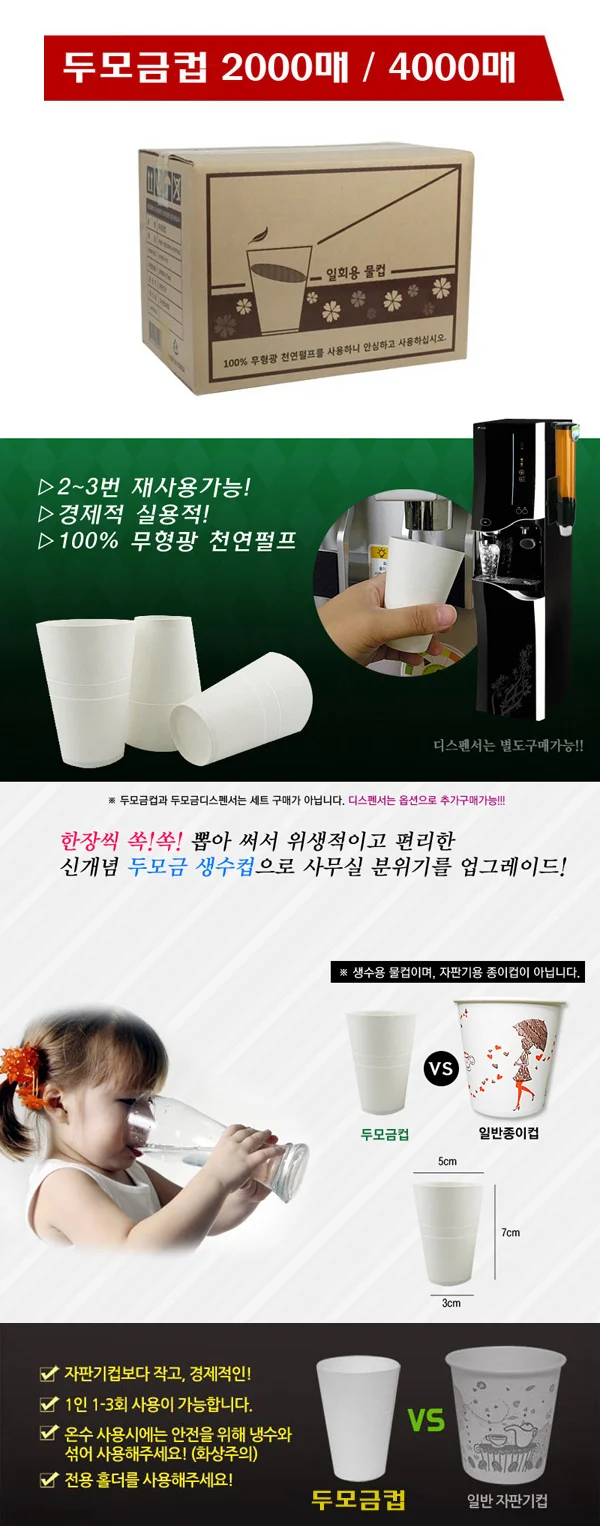 세모금컵 4000매 정수기컵 생수컵 상세1