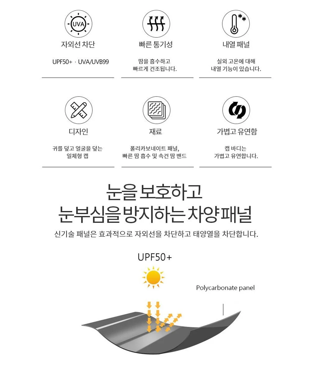 각도조절 썬캡 카키 골프썬캡 햇빛가리개썬캡 상세5