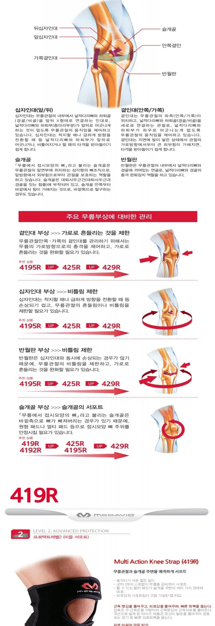 맥데이비드 419R 무릎 스트랩 무릎 보호대 S M 상세3