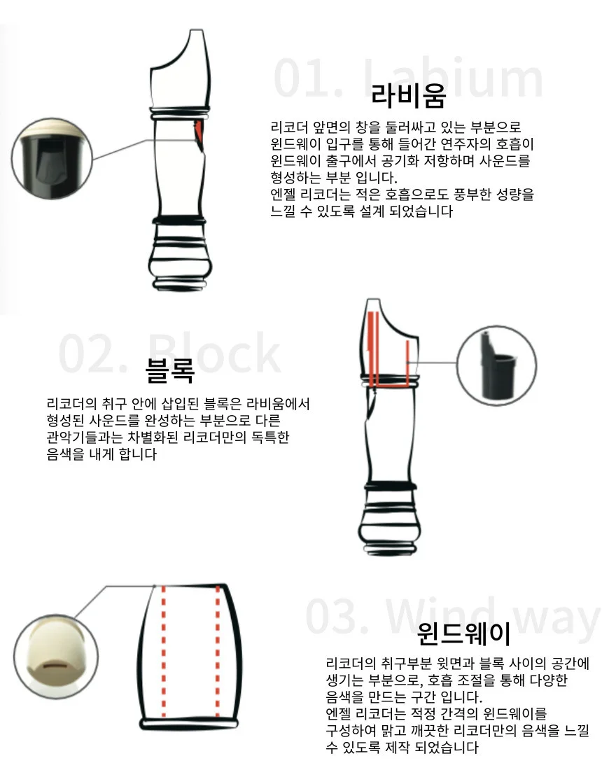 학생 교육용 음악 교구 소프라노 리코더 로즈 우드 상세5