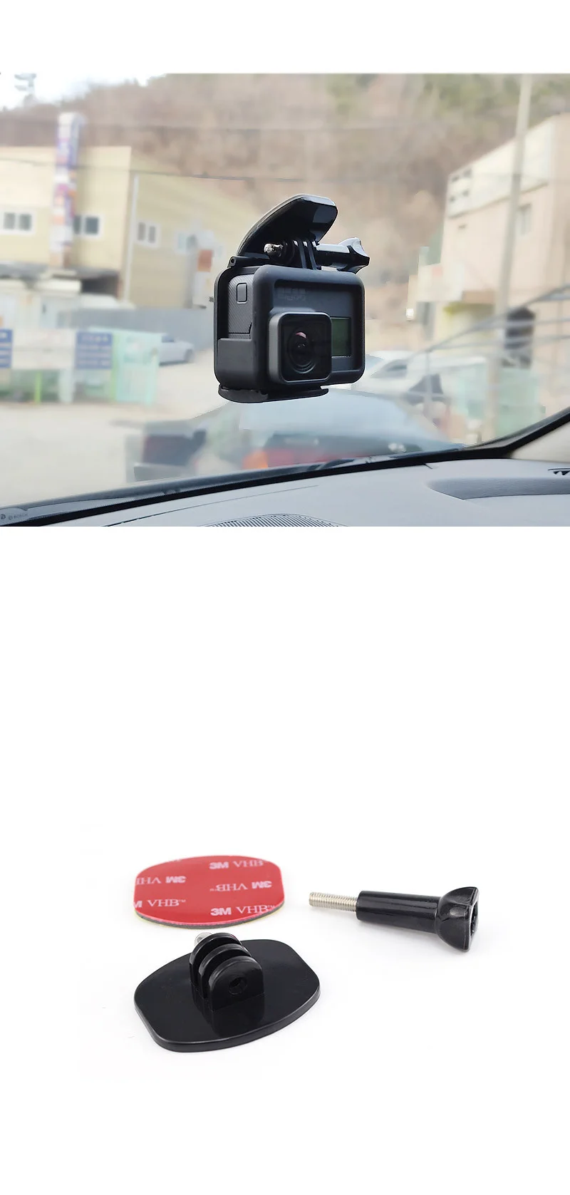 액션캠 평면 부착 마운트 유리 타일 벽 장착 상세2