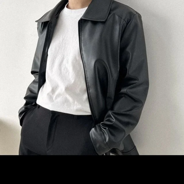 남성 레더점퍼 카라 가죽재킷 봄 가을 간절기 아우터