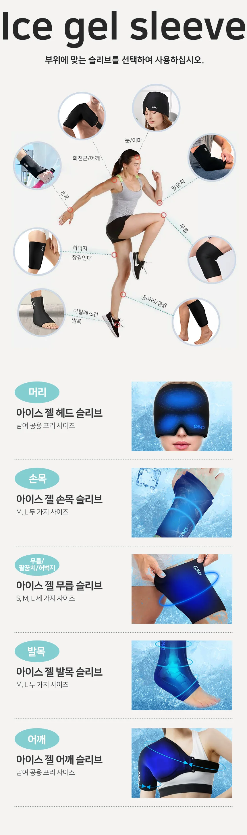 GAMCI 눈 냉찜질 이마 헤드 쿨링 밴드 슬리브 열패치 쿨 젤 시트 아이싱 상세2