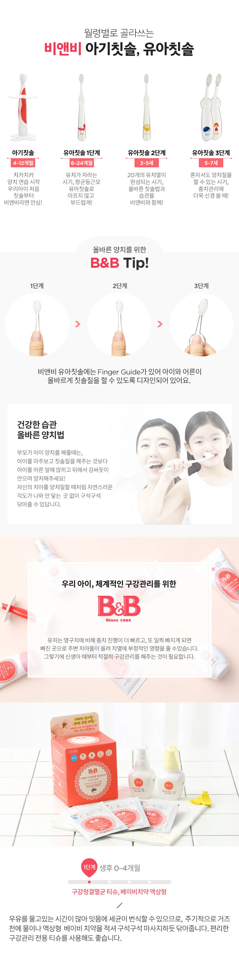 비앤비 유아 칫솔1 단계 2단계 3단계 선택 상세2