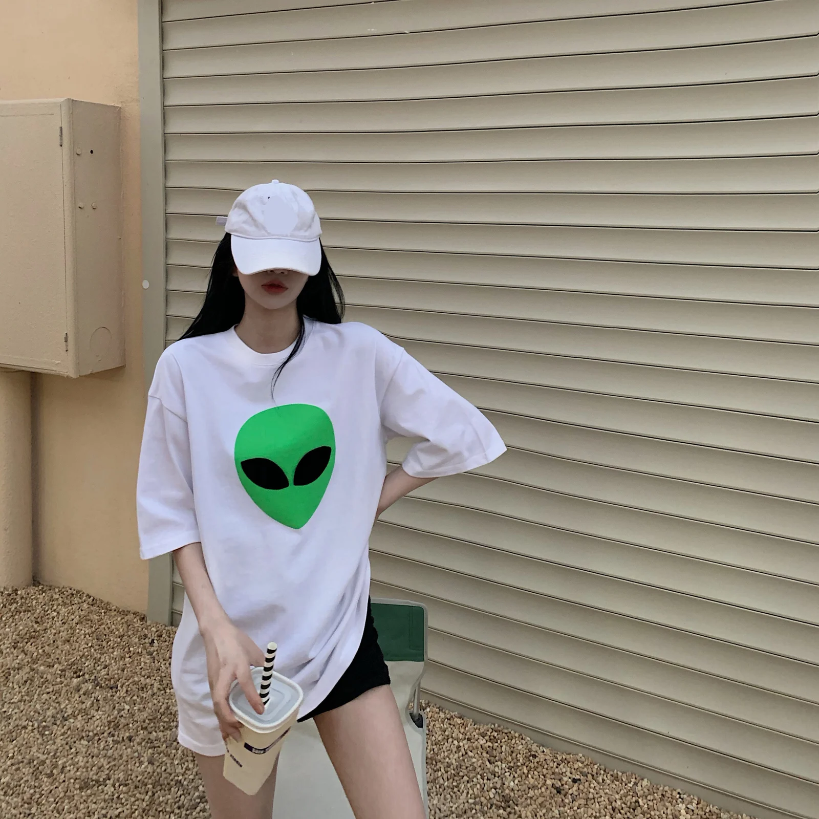 여성 오버핏 반팔 티셔츠 여자 루즈핏 면티 상의 상세2