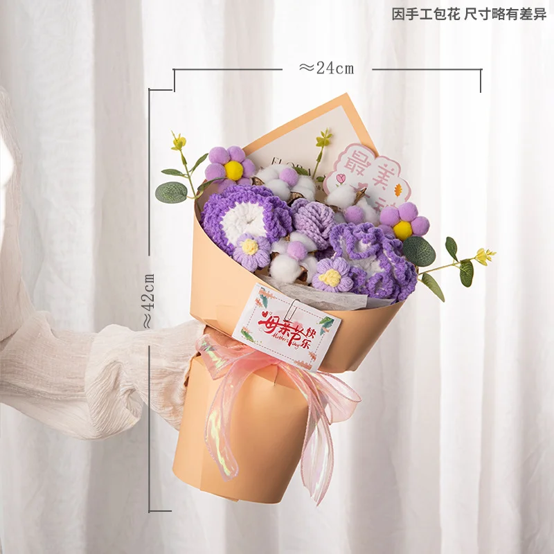 어버이날 선물 수제 뜨개질 해바라기 장미 꽃다발 카네이션 털실로 짠 엄마 시어머니 상세1