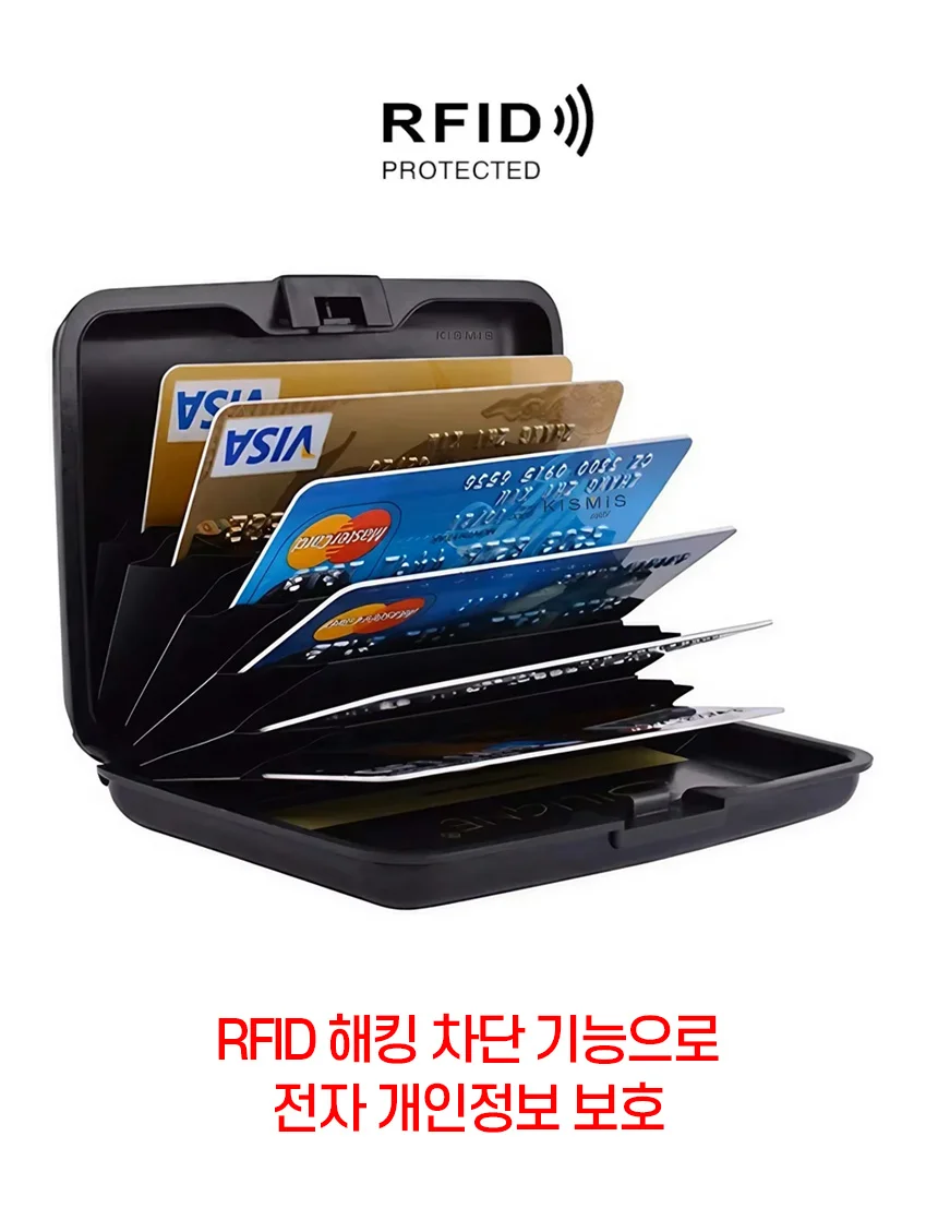 RFID 차단 카드 케이스 안티스키밍 여행 미니 포켓 신용카드 지갑 상세2