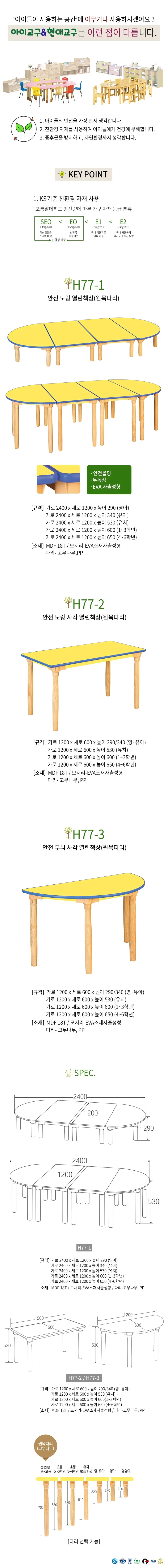 노랑 유치원 책상 유치원책상 유치원가구 상세1