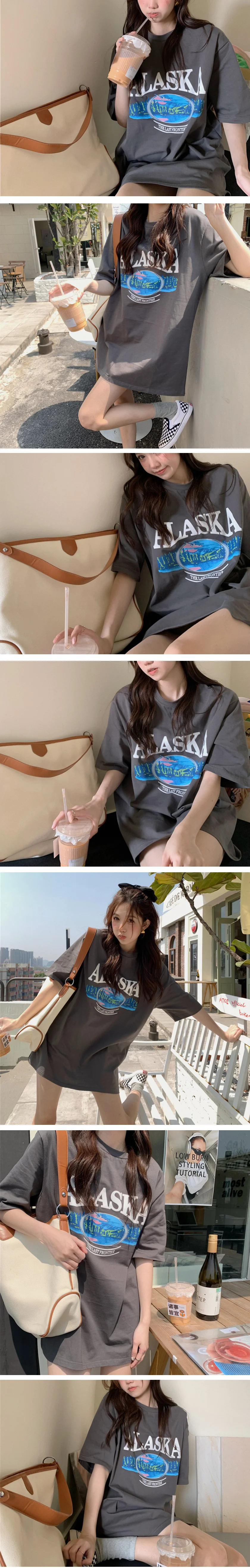 반팔티 루즈핏 알래스카 티셔츠 2컬러 상세3