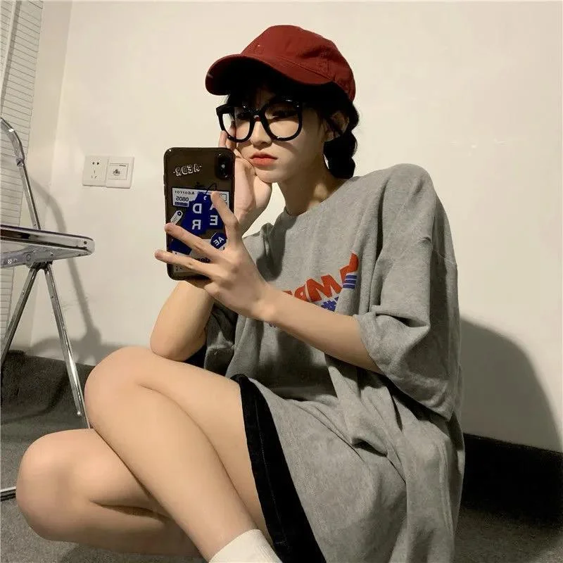 오버핏 레터링 프린팅 박스 반팔 티셔츠 상세4