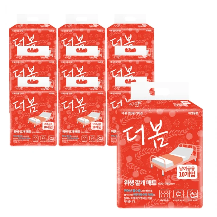 더봄 성인용 기저귀 위생 깔개 매트 10매x10팩