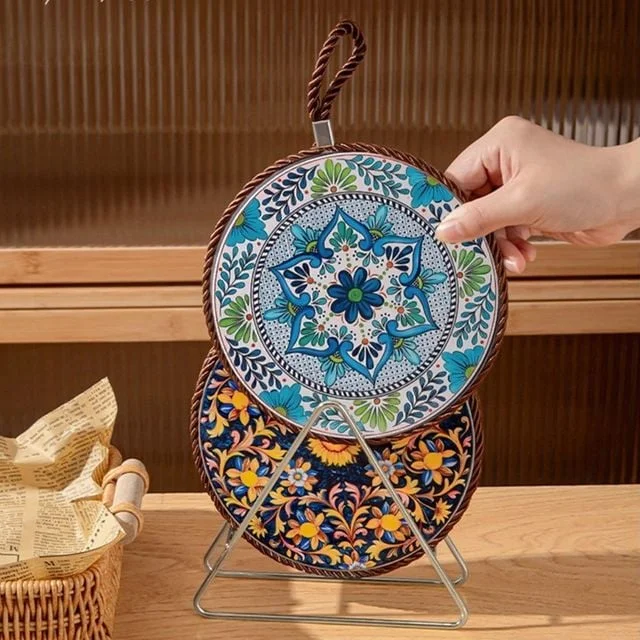 세라믹 만다라 냄비받침 4종 스틸거치대