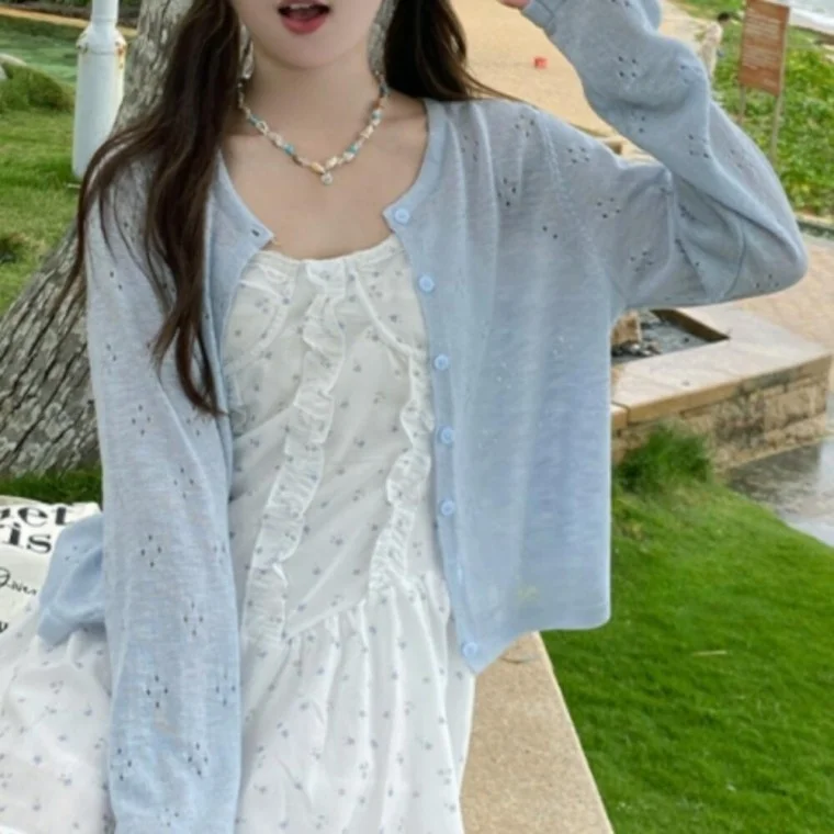 펀칭 썸머 가디건 여름용가디건 여성여름가디건 여름가디건