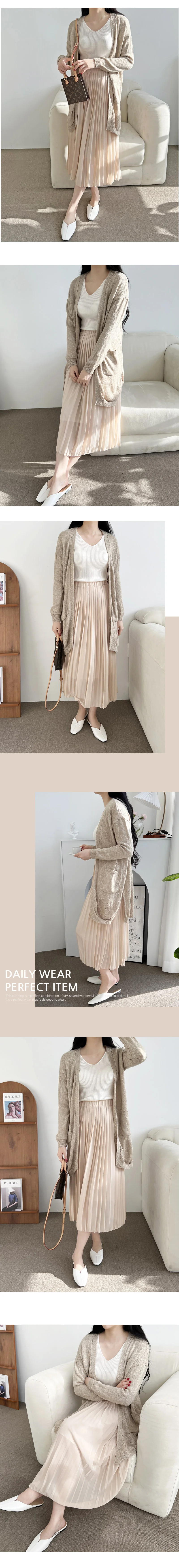 KYI 80901 여자밴딩쉬폰플리츠주름롱스커트 상세2