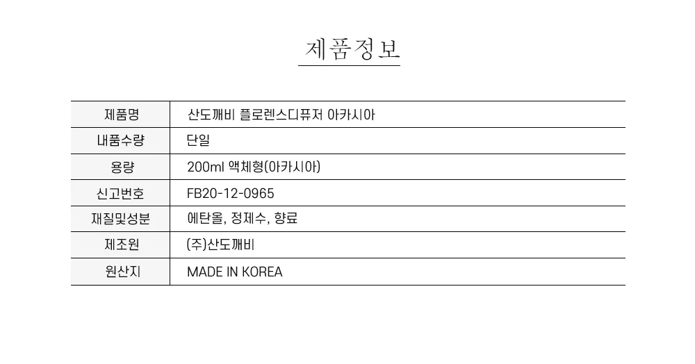 산도깨비 플로렌스디퓨저 아카시아 200ml 6754 상세5