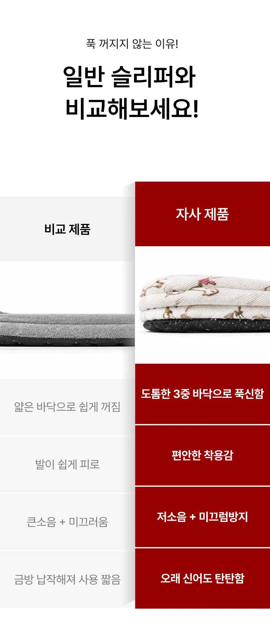 실내화 층간소음 면 3중쿠션 사무실 발보호 착용용 상세2