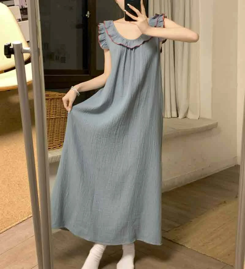 잠옷 파자마 잠옷 프릴 원피스 빅사이즈까지 지지미 상세2