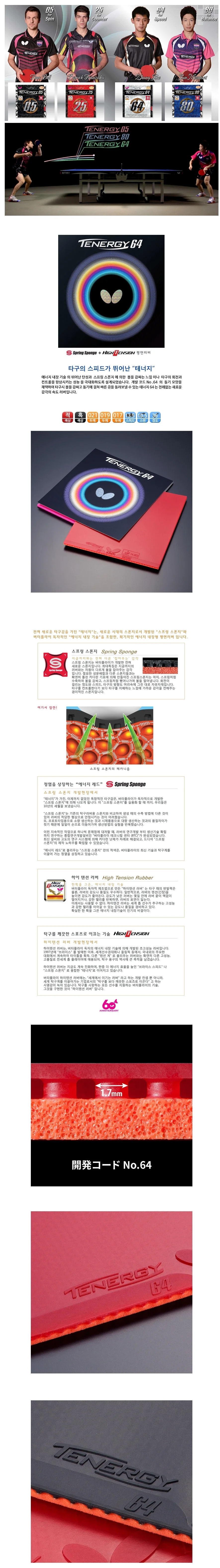 버터플라이 탁구러버 라켓 러버 탁구라바 2.1mm TE64 상세3