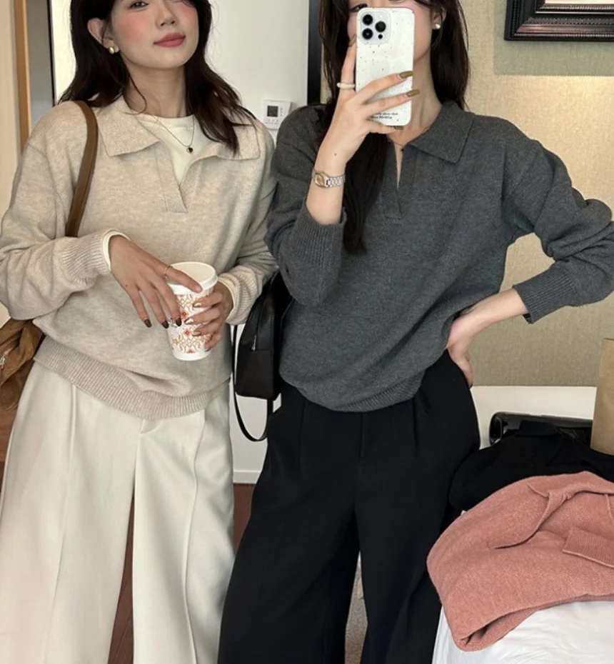 카라 데일리 니트 오픈카라 여리핏 가을 출근룩 상세1