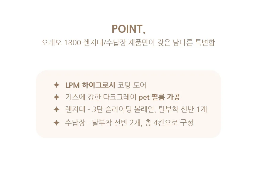 j0116 Oreo 1800수납장 주방수납장 렌지다이 전자렌지대 상세4