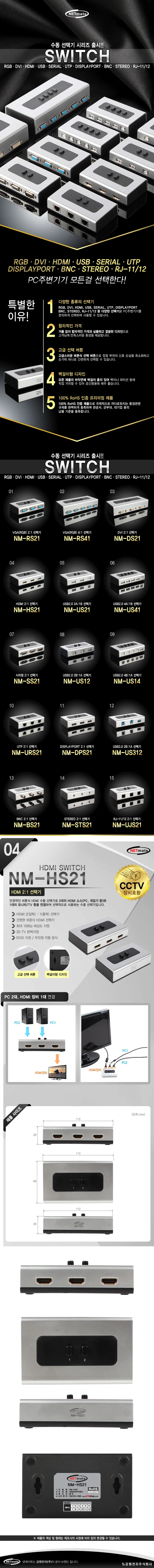 NETmate NM HS21 HDMI 2대1 수동선택기가이드 상세4