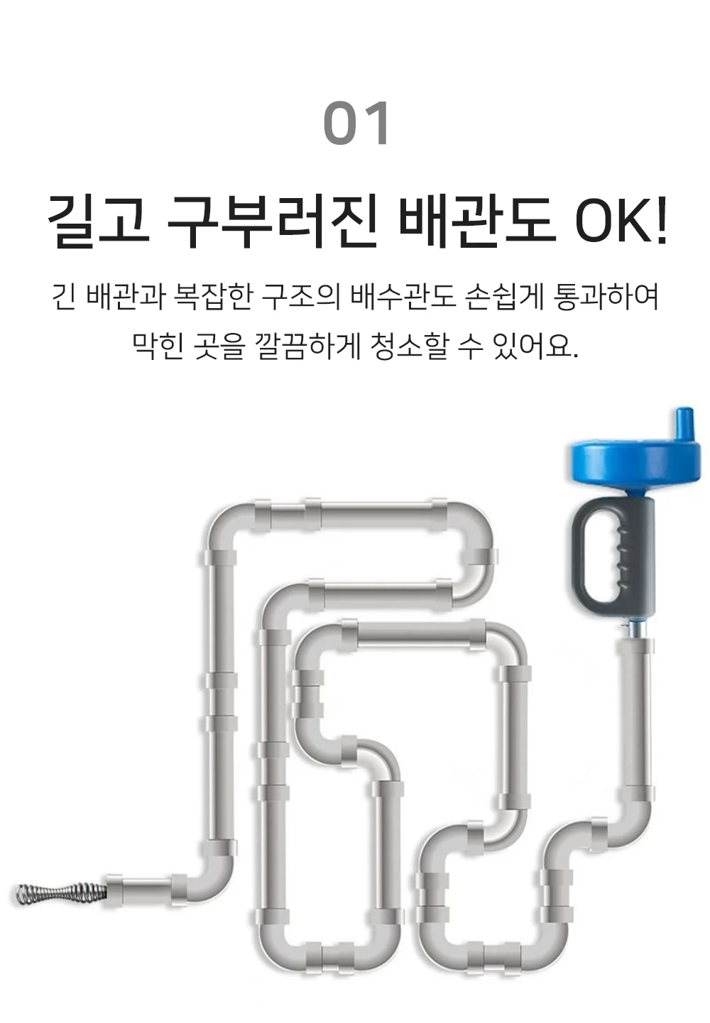 하수구 관통기 15m 하수구관통기 스프링청소기 막힌하수구 상세3