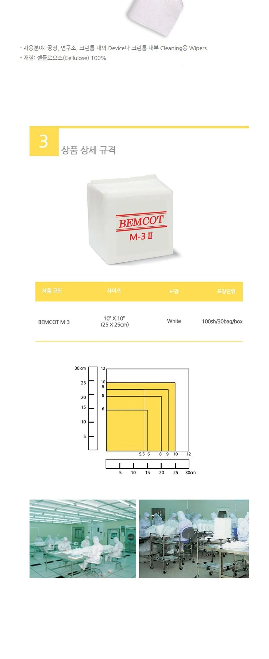 BEMCOT M-3 부직포 와이퍼 100매 산업용 휴지 상세4
