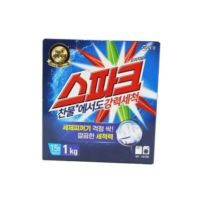 분말 세탁 세제 1kg 강력 세탁 세제 1kg 일반 드럼 찬물 표백 가루 찌꺼기 필수품 제거제 찌든때 흰옷 스푼