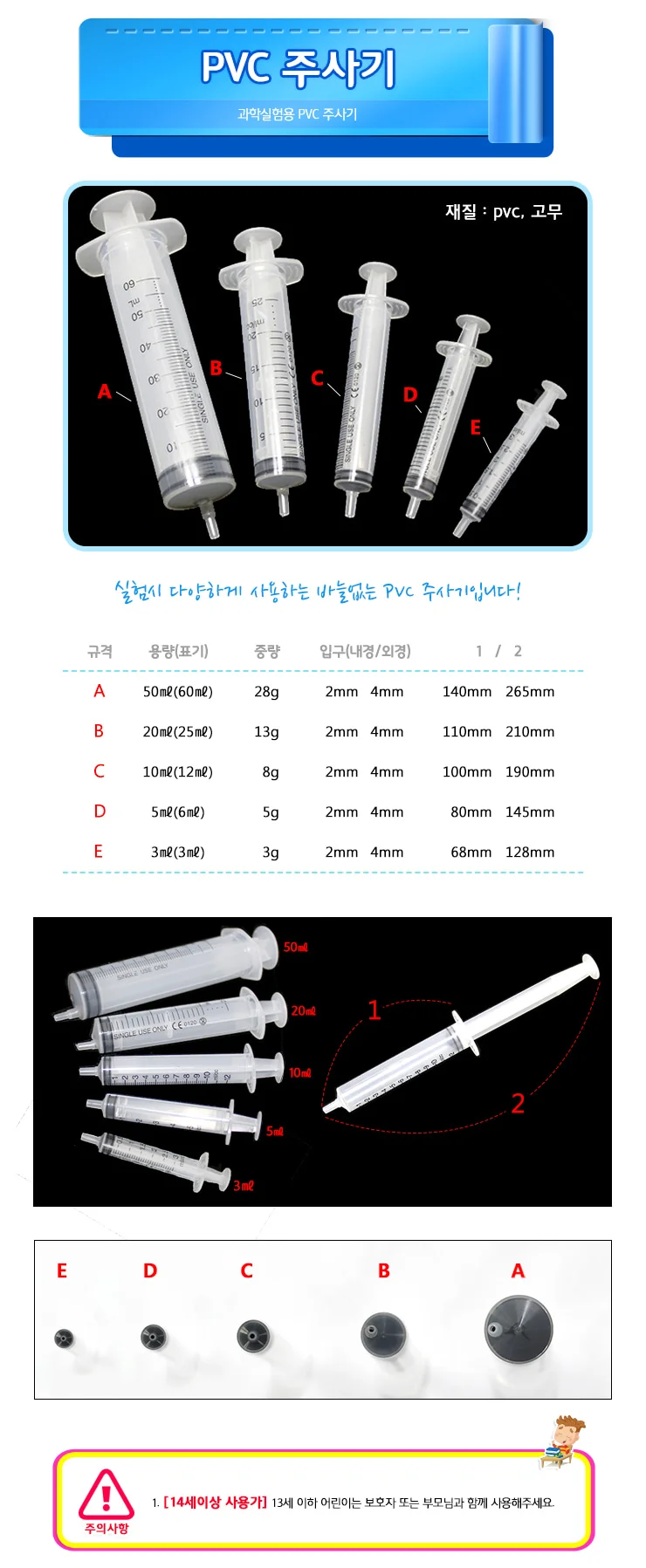 고양이 약먹이기 주사기+마개1개 5ml PVC 강아지 3ml 주사기 1ml 10ml 바늘없는 고양이약먹이기 상세1