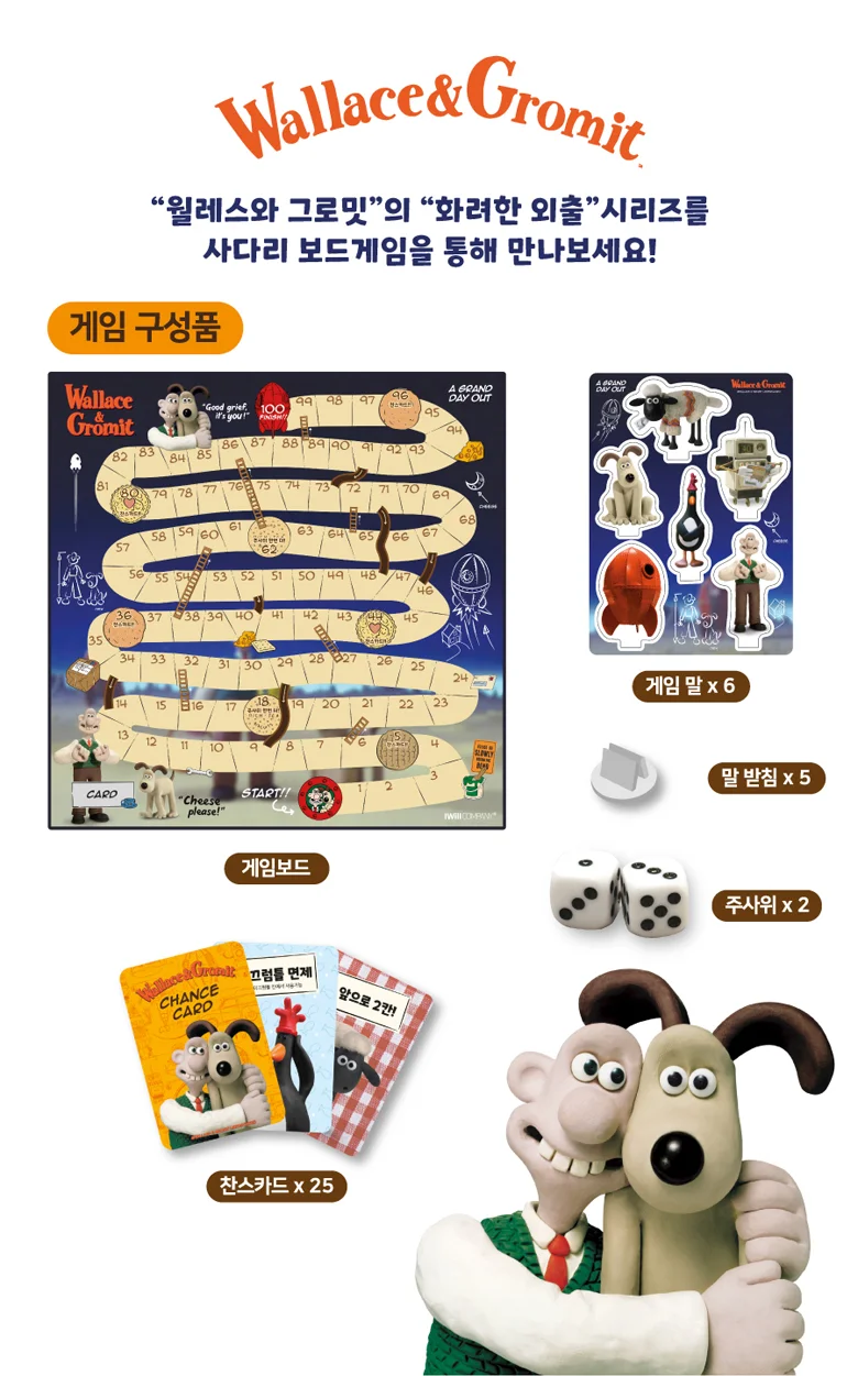 사다리 게임 월레스와 그로밋 어린이 가족 놀이 보드 게임 상세4