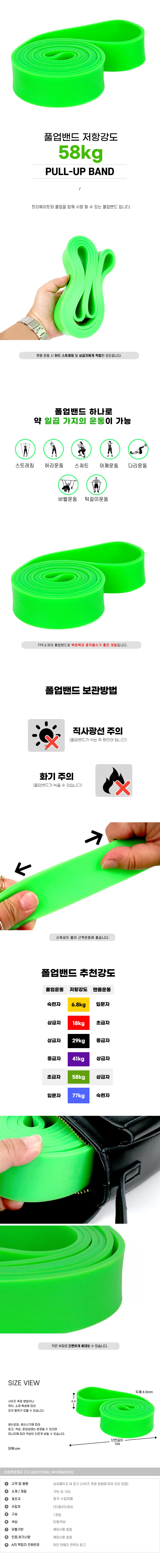 풀업밴드 저항강도 58kg 녹색 상세1