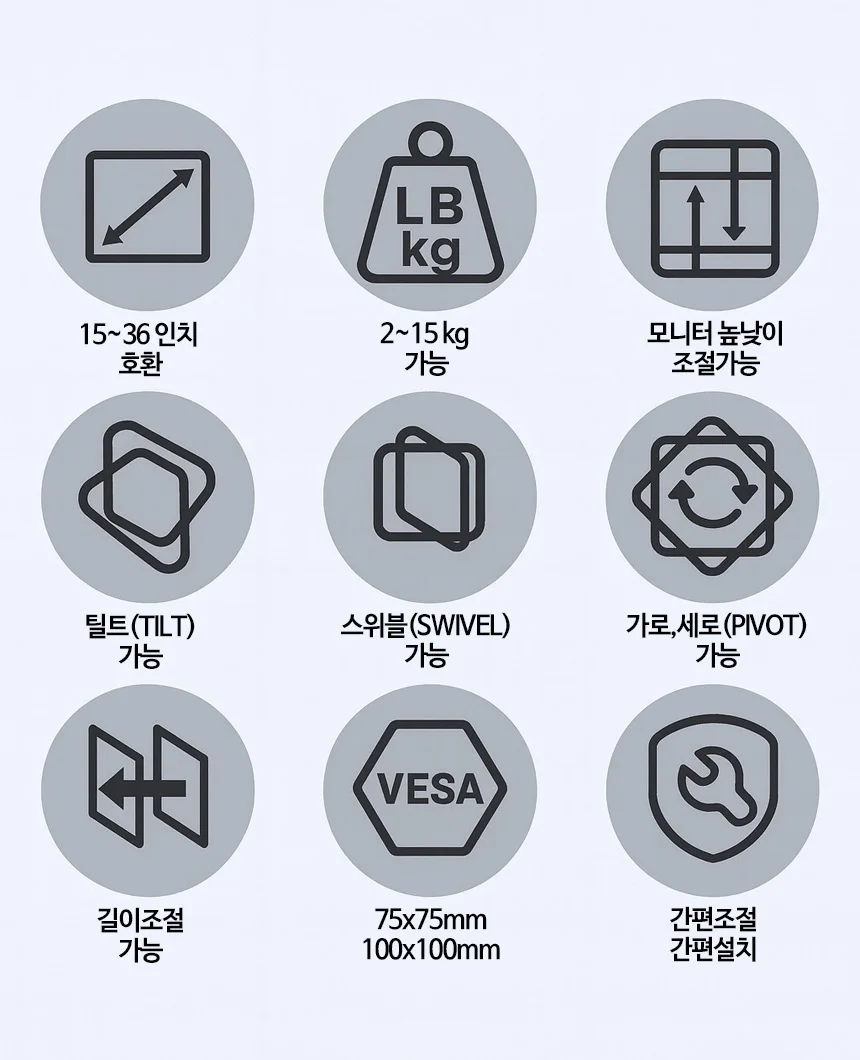듀얼 스탠드 모니터암 게이밍 모니터 홀더 컴퓨터 거치대 상세4