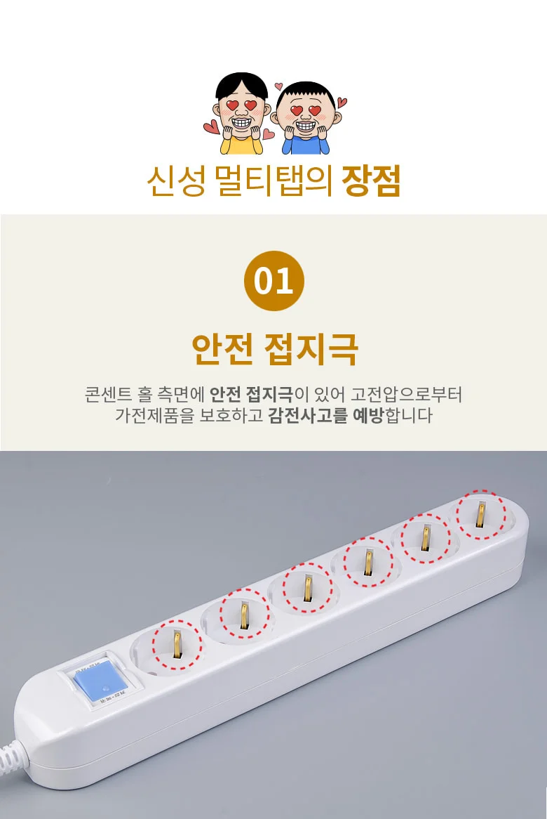 안전한멀티탭 멀티콘센트 개별멀티탭 1.5m 5P 상세4