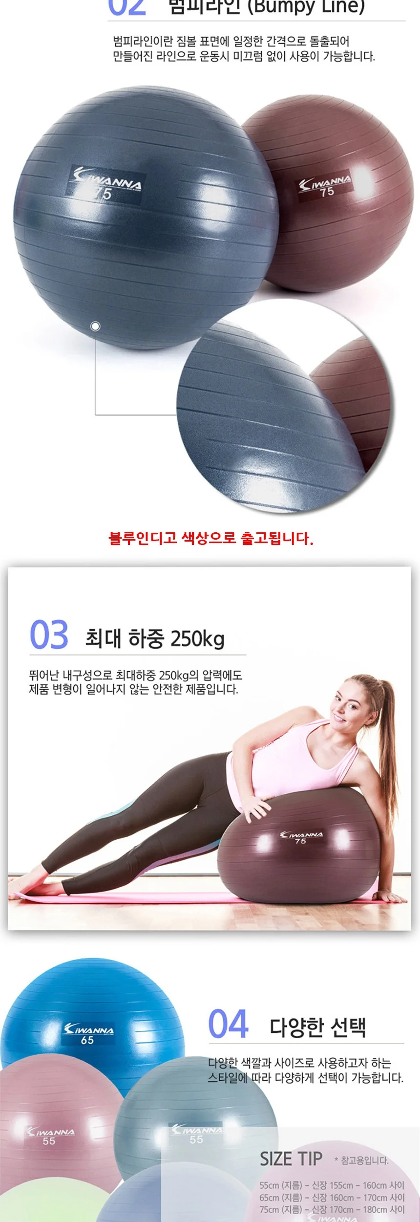 안티버스트 짐볼 75cm 블루인디고 상세5