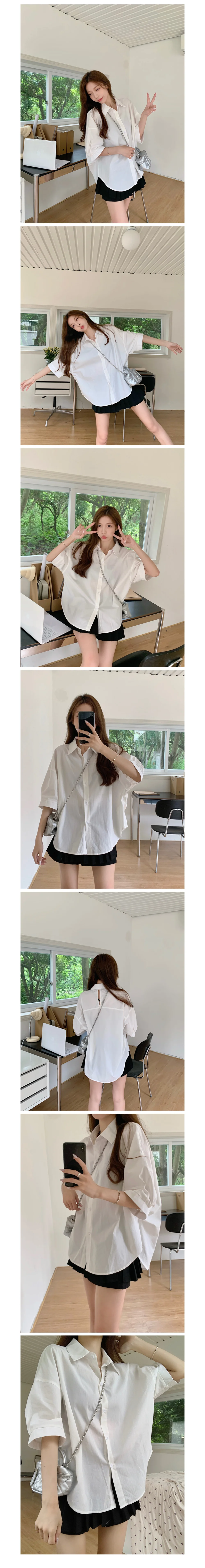 하늘색 루즈핏 트임 셔츠 상세3