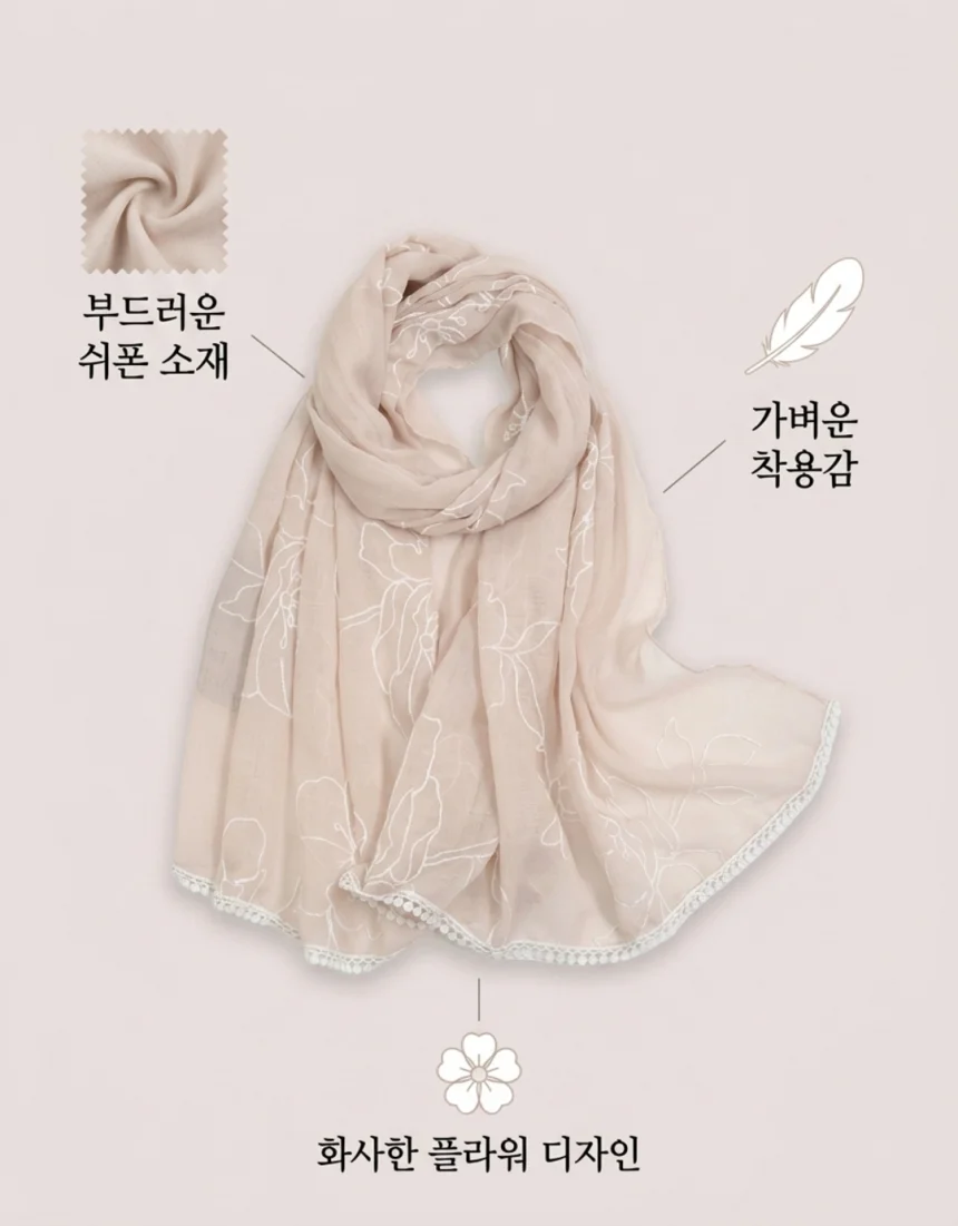 모자 여성 스카프 머플러 데일리 쉬폰 상세2