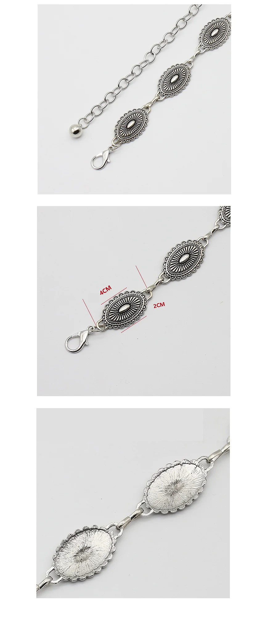 에스닉이볼벨트 여성 허리띠 체인 실버 장식 포인트 상세5