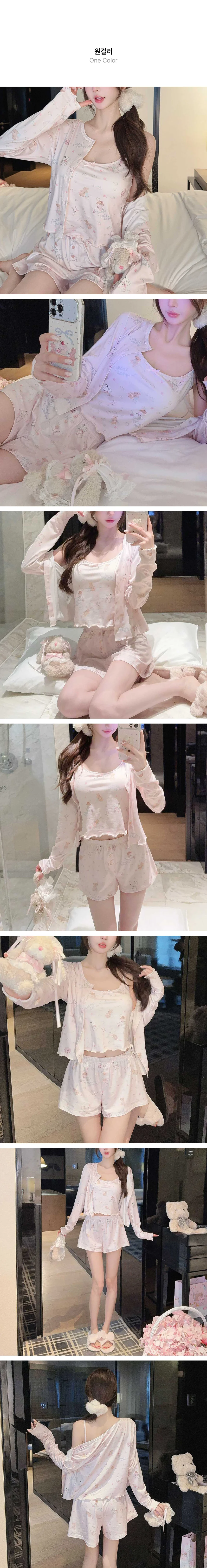 하이뷰 3121 큐티 베어 파자마 3피스 세트 홈웨어 잠옷 상세2
