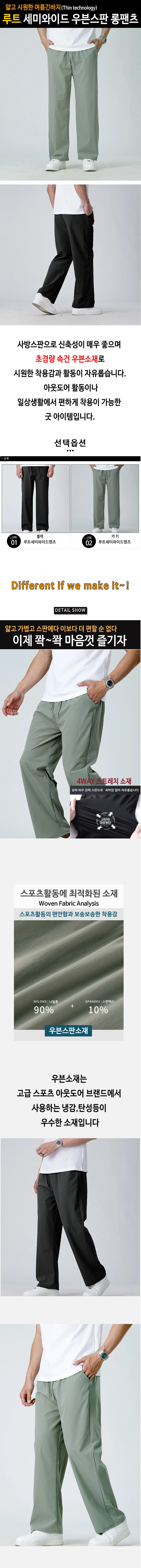 남성 팬츠 세미와이드 롱바지 루즈핏 캐주얼 데일리 하의 상세1