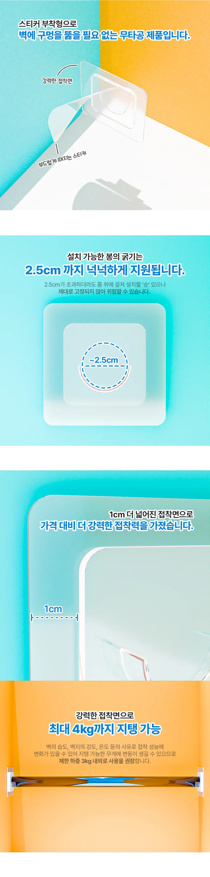 압축봉 지지대 압축봉지지대 옷봉소켓 압축봉받침 상세2