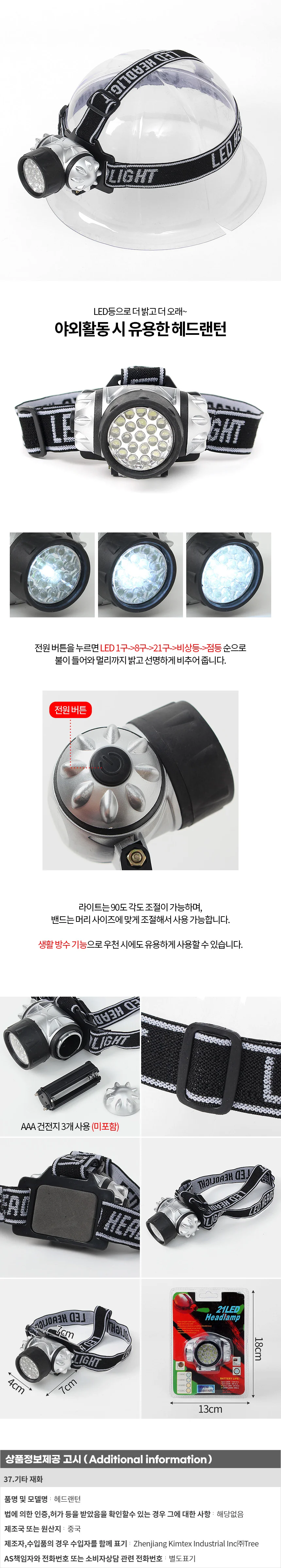 21구 파워온 LED 헤드랜턴 21구 헤드램프 상세이미지