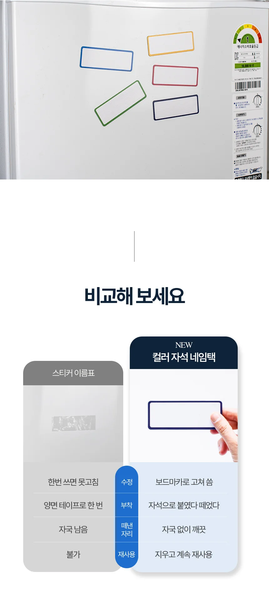 컬러 자석 네임택 라벨 이름표 27개입 상세5
