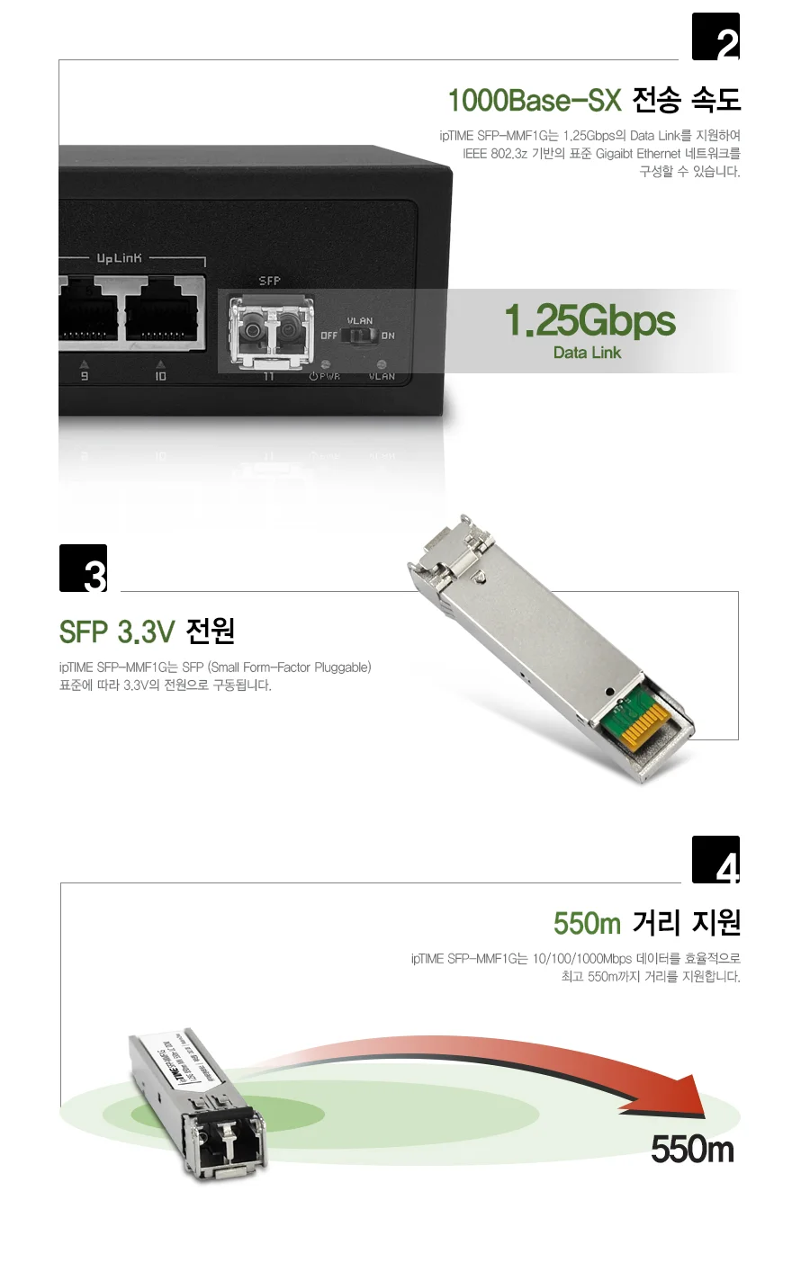 멀티모드 SFP 광모듈 DDM 이더넷스위치 지빅 광케이블 광커넥터 상세3