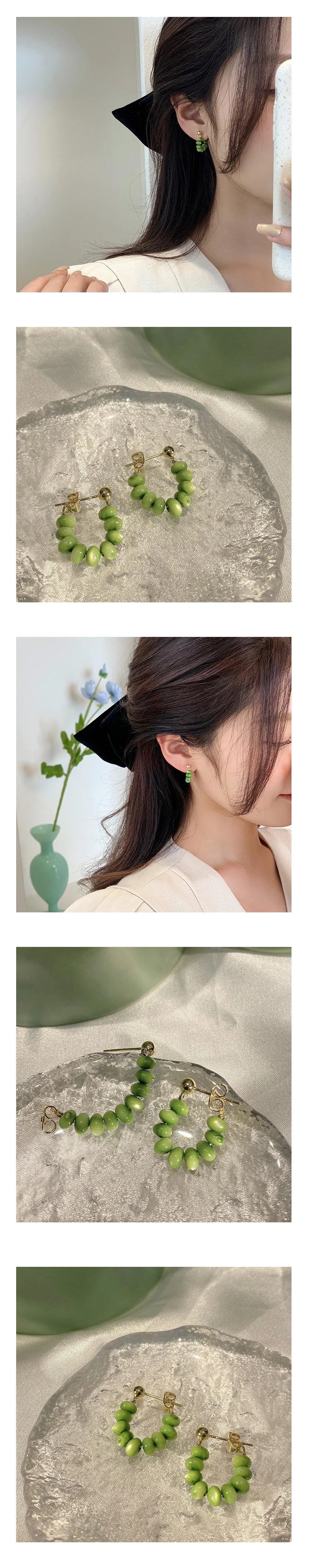s925 아보카도 귀걸이 그린귀걸이 구슬귀걸이 상세4