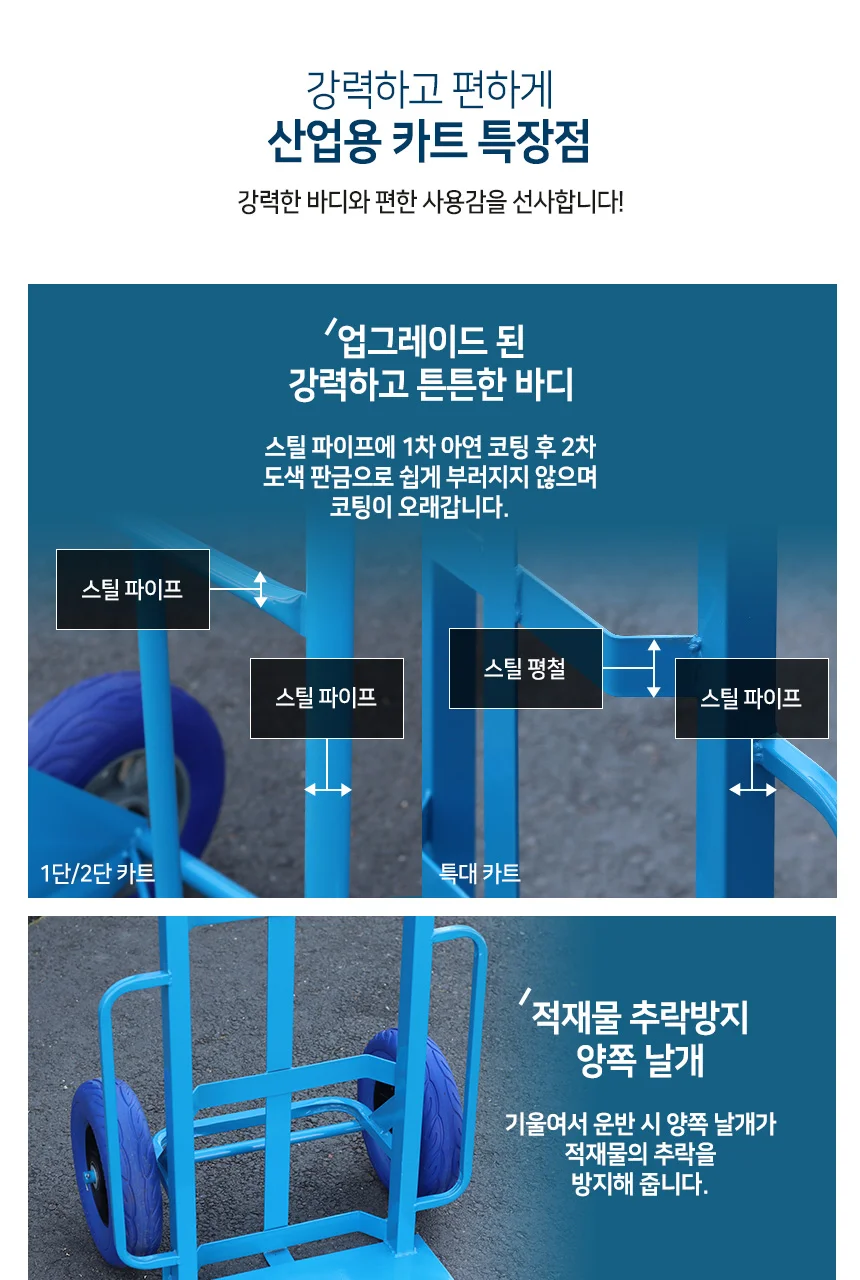 1단 핸드카/핸드트럭 운반카트 산업용 구르마 짐수레 상세4